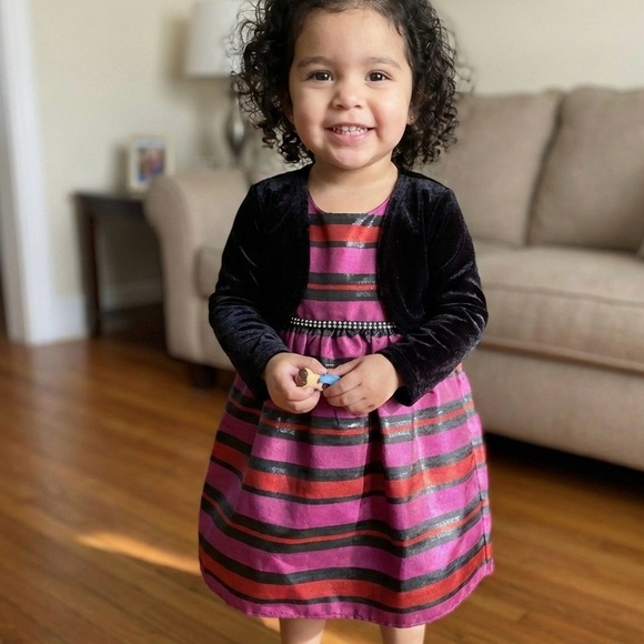 Youngland Other - Baby Girl Youngland 2 Piece Stripe Woven Dress With Shrug